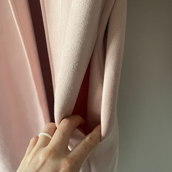 Zara Faux Suede Lapel Collar Coat Trench Jacket Blush Pink Size Medium - Picture 10 of 14